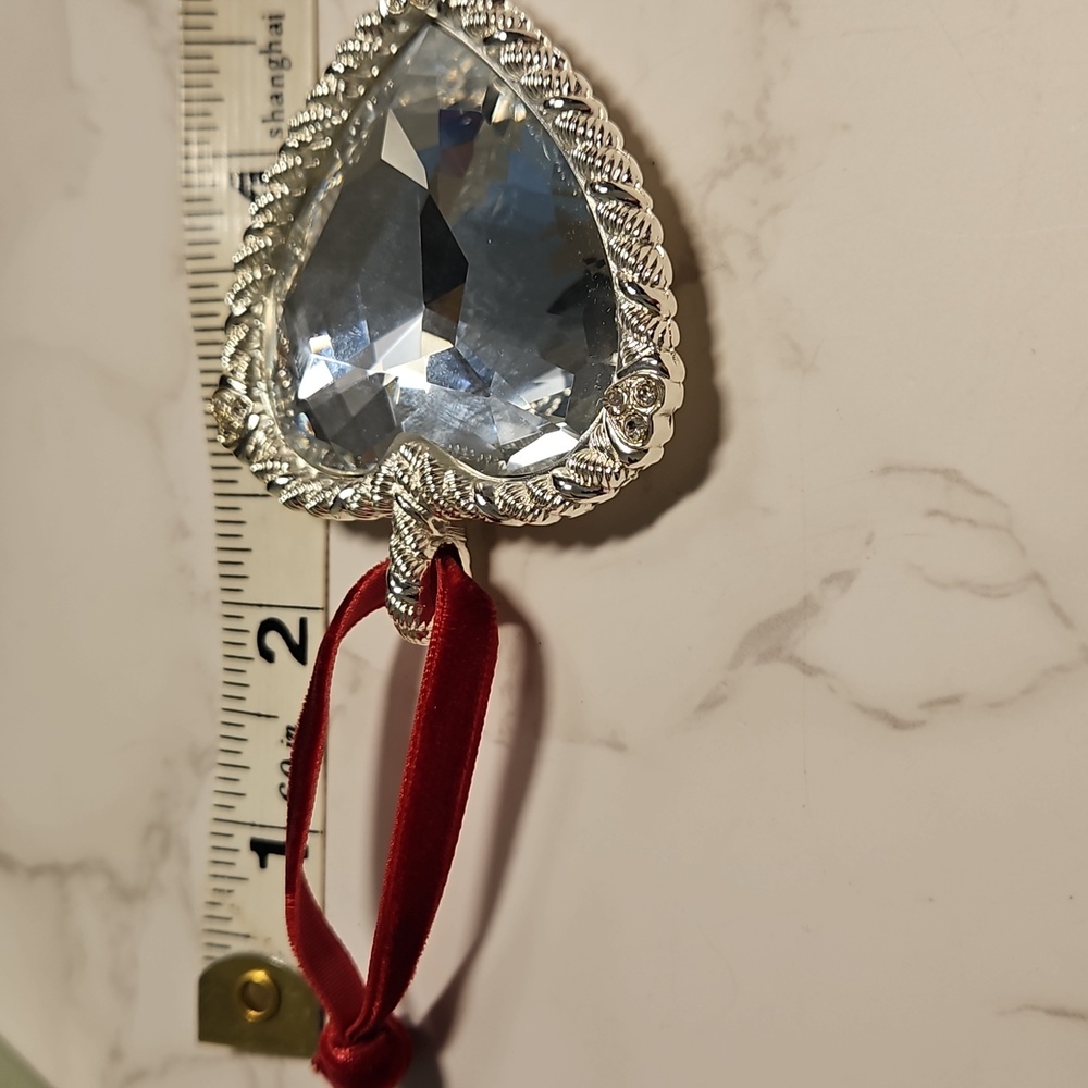 Vintage NIB Judith Ripka Silver CRYSTAL Heart Pendant/Ornament - Picture 3 of 3